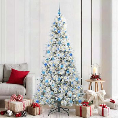 vidaXL Umelý Sklápací Vianočný Stromček Biela 210 cm PE a PVC