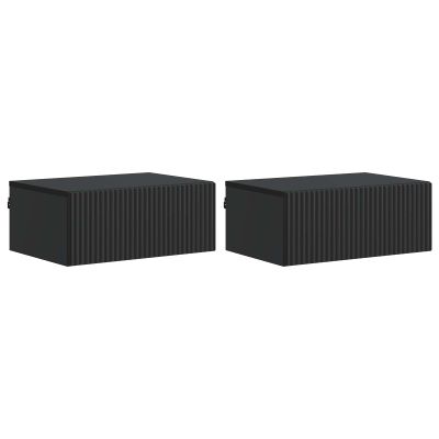 vidaXL Nástenná nočná skrinka Nástenný 2 pcs Čierna 49 x 34,5 x 20 cm