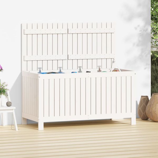 vidaXL Záhradný úložný box biely 121x55x64 cm masívna borovica