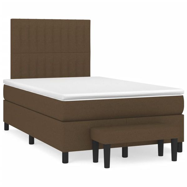 vidaXL Boxspring posteľ s matracom tmavohnedá 120x190 cm látka