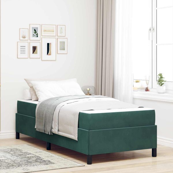 vidaXL Rám postele s matracmi Tmavozelená 90 x 190 cm látka