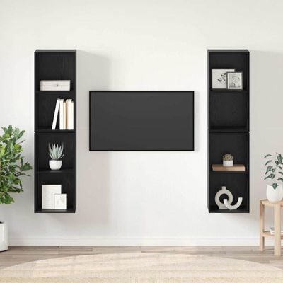 vidaXL Zostava TV skriniek Nástenný 4 pcs Čierny dub 37 x 37 x 72 cm
