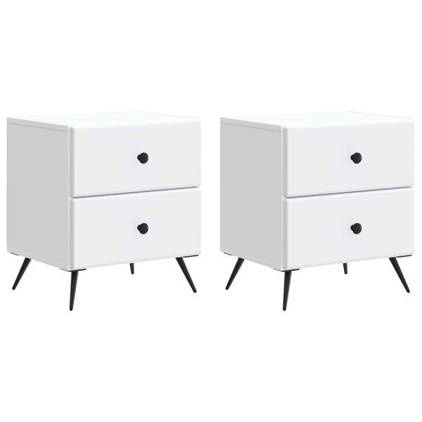 vidaXL Nočný stolík 2 pcs Biela 43 x 34,5 x 47,5 cm Kompozitné drevo