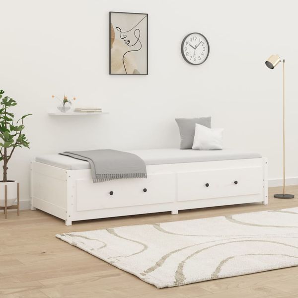 vidaXL Denná posteľ s matracom biela 90x200 cm masívna borovica