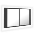 vidaXL LED kúpeľňová zrkadlová skrinka lesklá sivá 80x12x45 cm akryl