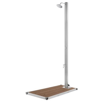 vidaXL Záhradná sprcha s hnedým podstavcom 220 cm nehrdzavejúca oceľ
