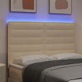 vidaXL LED hlavová doska s LED pásikmi Krémová 144 cm látka
