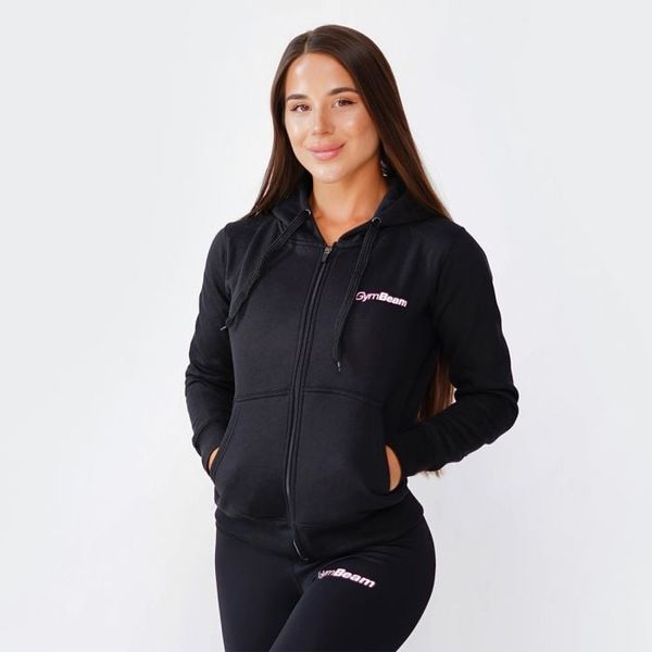 Dámska mikina Zipper Hoodie Black - GymBeam, veľkosť S, 65% bavlna, 35% polyester