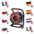 Predlžovací kábel EMOS P084254 PROFI na bubne 25 m / 4 zás. / čierny / guma-neoprén / 230V / 1,5 mm2