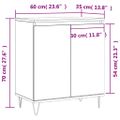 vidaXL Komoda biela 60x35x70 cm spracované drevo