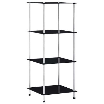 vidaXL Regál so 4 policami, čierny 40x40x100 cm, tvrdené sklo