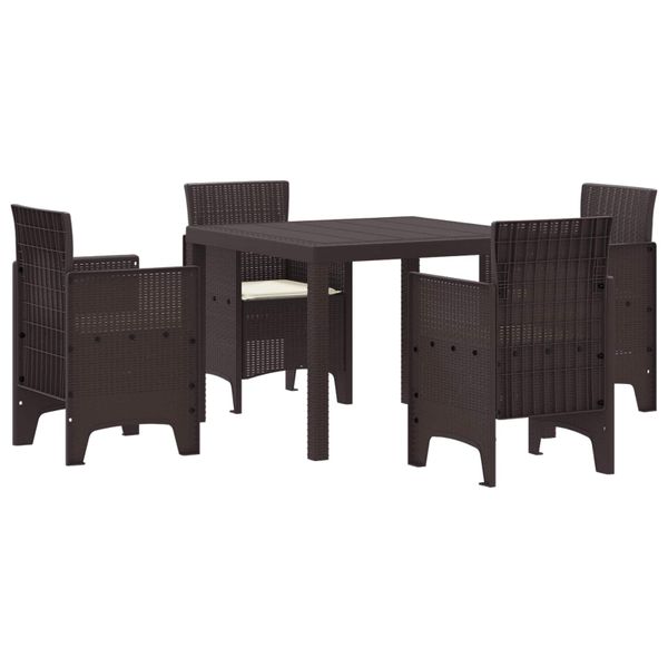 vidaXL Záhradný jedálenský set 5 pcs Hnedá Polypropylén