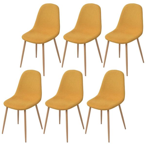vidaXL Jedálenské stoličky 6 ks, žlté, látka
