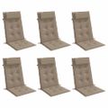 vidaXL Podušky na stoličky s vysokým operadlom 6 ks sivohnedé látka