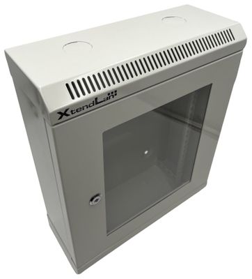 XtendLan Skříň 10", 9U, 140x350, sivý, presklený Rozvádzač, 10", na stenu, jednodielny, výška 9U, 190 x 350, sklenené dvere, plexisklo, nosnosť 50 kg, sivý