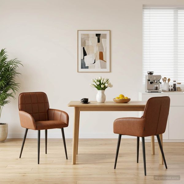 vidaXL Jedálenské stoličky 2 ks Umelá koža Hnedá 57 x 50 x 85 cm