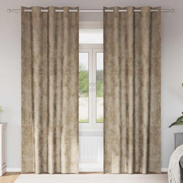 vidaXL Sametové závesy 2 pcs šampanského 225 x 140 cm Zamat