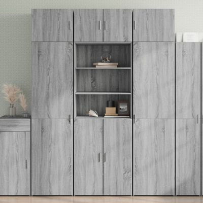 vidaXL Vysoká skrinka sivá sonoma 70x42,5x185 cm kompozitné drevo