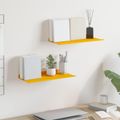 vidaXL Závesná polica 2 ks Horčicová žltá 40 x 18 x 2,5 cm Oceľ