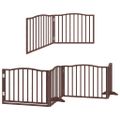 vidaXL Brána pre psa s dvere sklad. 12pan. hnedá 960 cm topoľové drevo