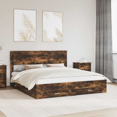 vidaXL Rám postele Dymová dub 200 x 200 cm Kompozitné drevo
