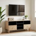 vidaXL TV skrinka 100x33x46 cm, mangový masív