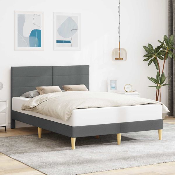 vidaXL Rám postele s čelnou doskou Tmavosivá 160 x 200 cm Látka