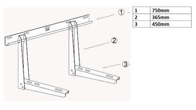 Držiak klimatizácie MW Power MWAC-L-01, 750x365x450, nosnosť 150kg Držák klimatizace MW Power MWAC-L-01, 750x365x450, nosnost 150kg