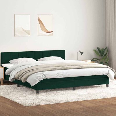 vidaXL Box Spring Posteľ s matracom Tmavo zelená 200x210 cm Zamat