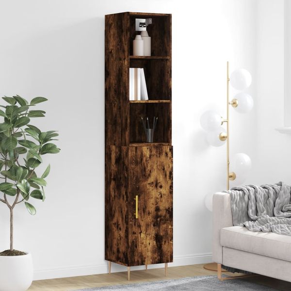 vidaXL Vysoká skrinka dymový dub 34,5x34x180 cm spracované drevo