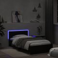 vidaXL Posteľný rám s čelom a LED svetlami čierny 100x200 cm
