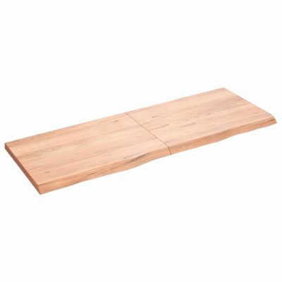 vidaXL Nástenná polica bledohnedá 140x50x(2-4) cm ošetrený masívny dub