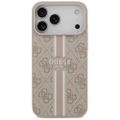Guess 4G púzdro s potlačou pruhov MagSafe pre iPhone 17 Pro Max ružová