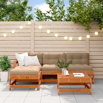 vidaXL Záhradný lounge set 5 ks Vosková Hnedá Masívna borovica