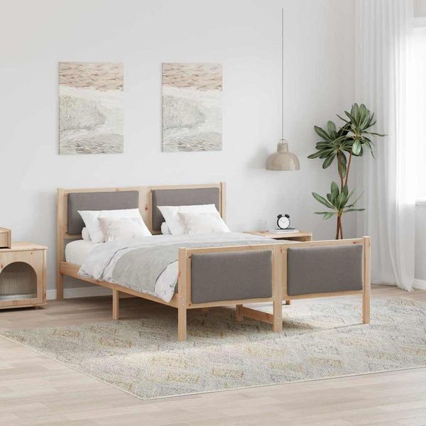 vidaXL Rám postele s čelnou doskou Sivohnedá 140 x 200 cm látka