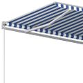 vidaXL Automaticky zaťahovacia markíza so stĺpikmi 3,5x2,5m modrobiela