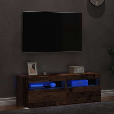 vidaXL TV skrinky s LED svetlami 2 ks staré drevo kompozitné drevo
