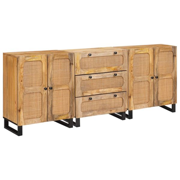vidaXL Servírovacia skriňa 3 pcs Hnedá 180 x 33 x 75 cm