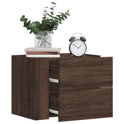 vidaXL Nástenné nočné stolíky 2 ks hnedý dub 45x30x35 cm