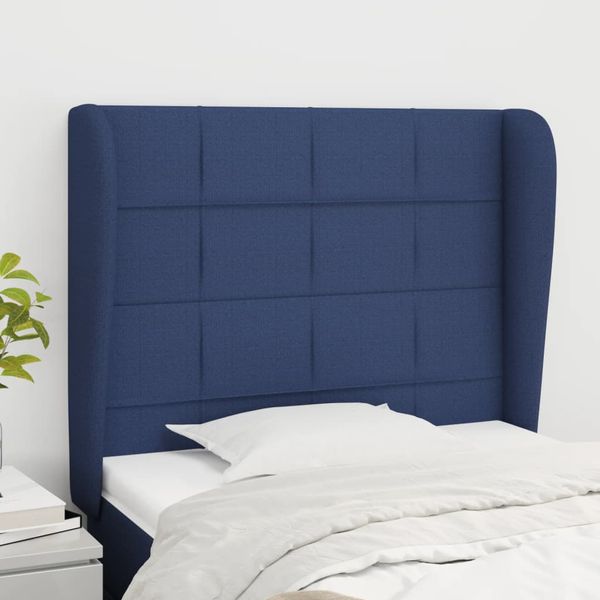 vidaXL Čelo postele so záhybmi modré 83x23x118/128 cm látka
