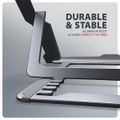AXAGON STND-LAG hliníkový stojan na notebook 10"-17.3" nastavitelná výška, šedý Stojan, notebooky 10"–17.3", 8 poloh, výška 91–150 mm, hliník, protiskluzový, nosnost 20 kg, šedý
