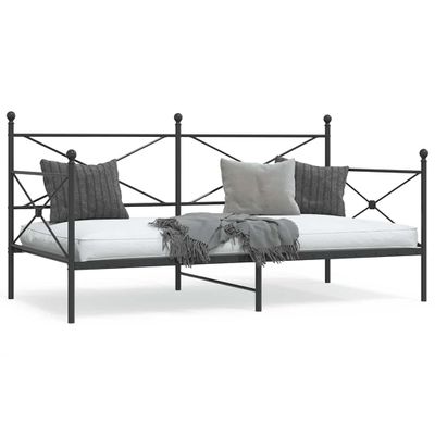 vidaXL Denná posteľ bez matraca Čierna 100x200 cm Oceľ