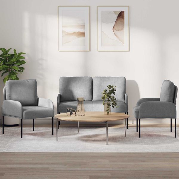 vidaXL Súpravy pohoviek 3 pcs Svetlosivá 115 x 56 x 80 cm Preglejka