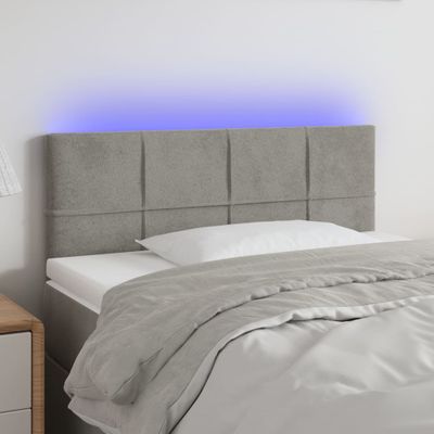 vidaXL Čelo postele s LED bledosivé 100x5x78/88 cm zamat