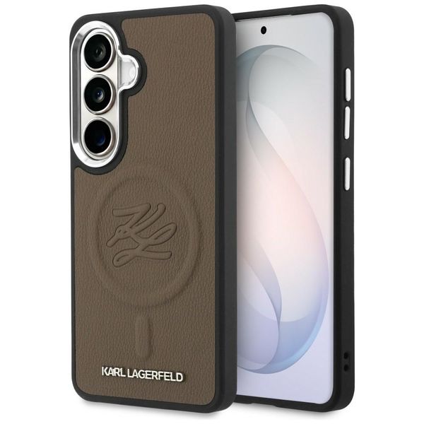 Puzdro Karl Lagerfeld Embossed Ring Initials MagSafe pre Samsung Galaxy S26 Plus hnedá