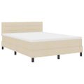 vidaXL Posteľ s pružinovým rámom s vankúšom Krémová 140 x 190 cm látka