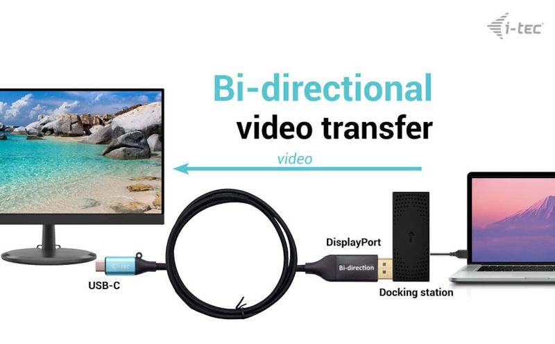 i-tec USB-C DisplayPort Bi-Directional káblový adaptér 8K/30Hz 150cm Adaptér, obousmernej, USB-C na DisplayPort, 8K/30Hz, 150 cm kábel, čierny