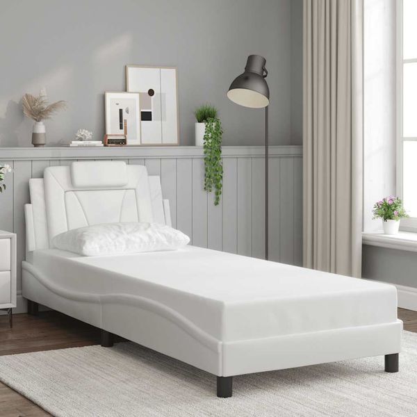 vidaXL Rám postele Viana bez matraca biely 90x190 cm umelá koža