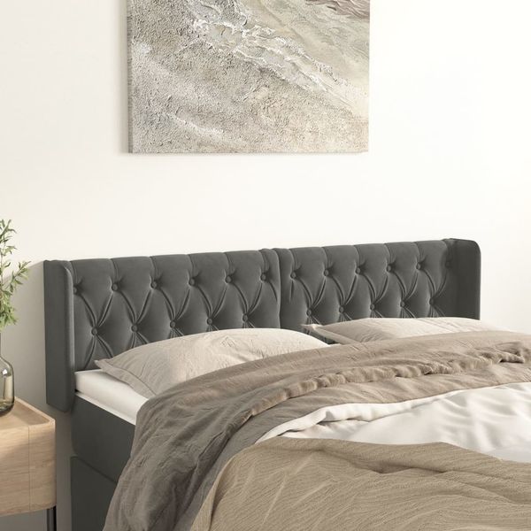 vidaXL Čelo postele so záhybmi tmavosivé 163x16x78/88 cm zamat