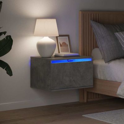 vidaXL Nástenné nočné skrinky s LED osvetlením 2 ks betónovo sivé